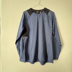 Men's Blue Long Sleeve Tee with Black Accents
